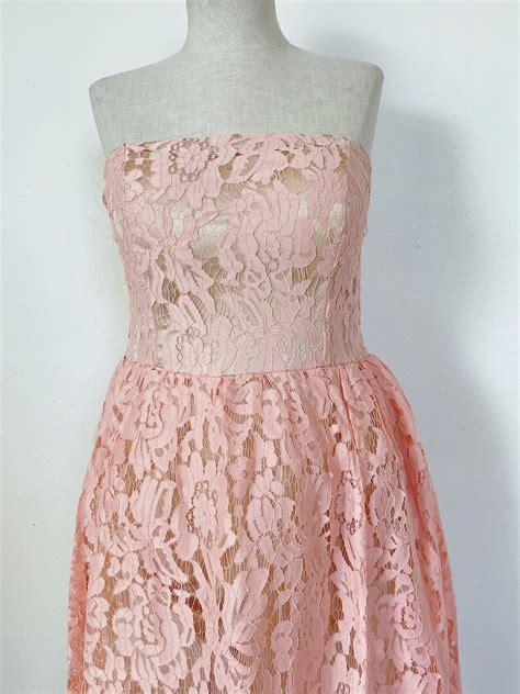 Vintage Pink Lace Strapless Bubble Dress Size Small Medium Etsy