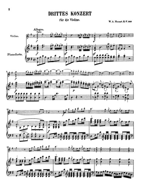 Violin Concerto No 3 In G Major K 216 By Wolfgang Amadeus Mozart Small Ensemble Sheet