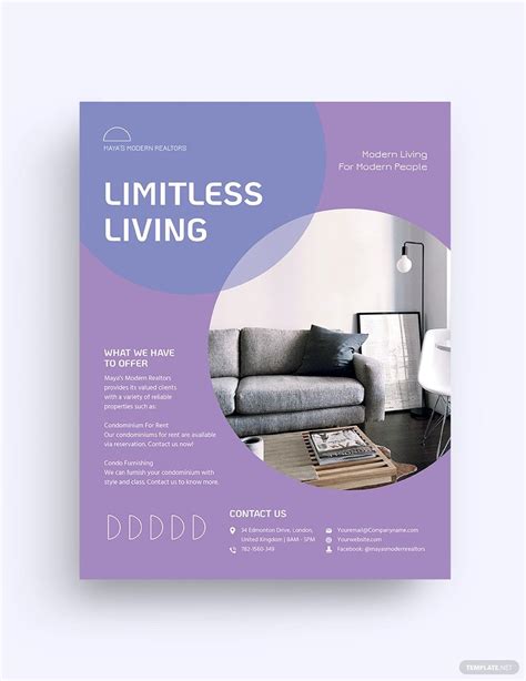 Condo Apartment Vacation Rental Flyer Template In Indesign Pages Psd