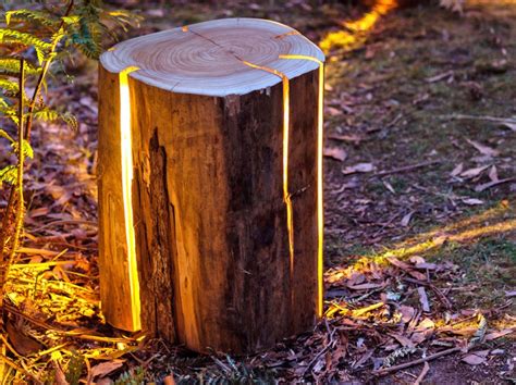 Duncan Meerding Transforms Tree Stumps Into Lamps That Double As Tables