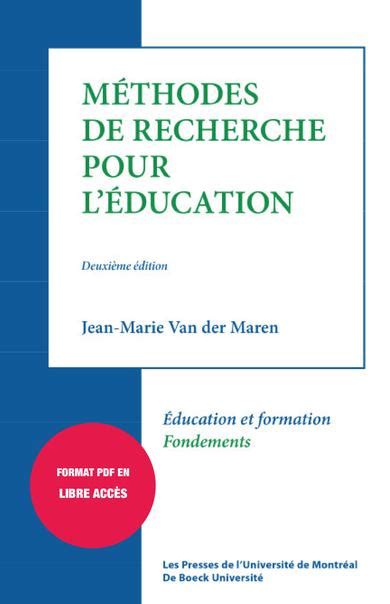 Méthodes de recherche pour léducation 2e édition Les presses de l