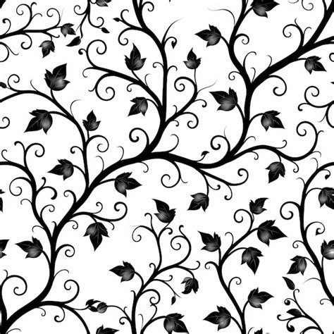 Elegant Black And White Floral Vine Pattern Design Premium Ai