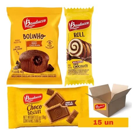 Kit Bolinhos Bauducco Caixa Bolacha C Chocolate Em Sache Mercadolivre