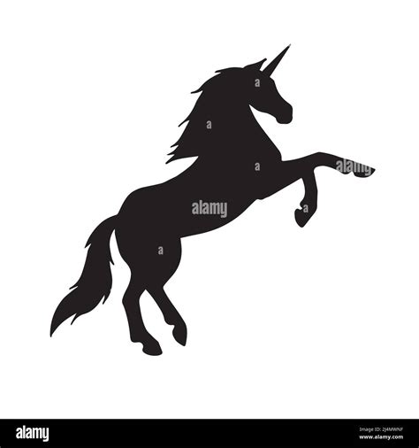 Vector black unicorn silhouette isolated on white background Stock ...