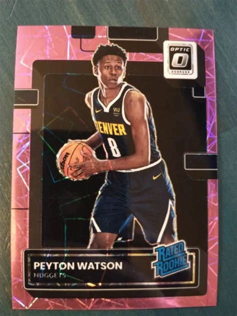 2022 23 PANINI OPTIC Peyton Watson Rosa Velocity Prizm Rookie 79 Pepite