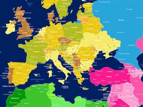 Large Detailed Map of Europe and Africa, Colourful Country Map Home ...