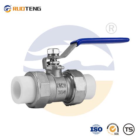 Ruoteng Hot Melt PPR Stainless Steel Ball Valve Electroplated Double