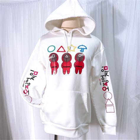 Squid game | Tops | Squid Game Merch Logo Character Hoodie White Small ...