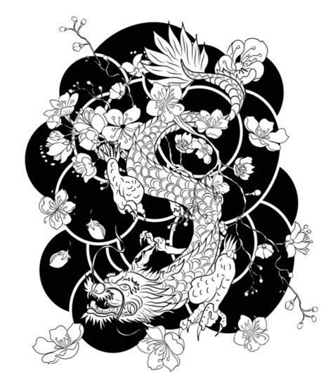 Hand Drawn Dragon Tattoo Coloring Book Japanese Style Japanese Old Stock Vector By ©umami1431