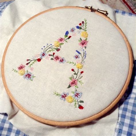 Embroidered Floral Alphabet Bustle Sew Hand Embroidery Letters