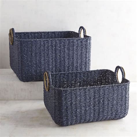 Pier Imports Loft Indigo Blue Rectangular Baskets Rectangular