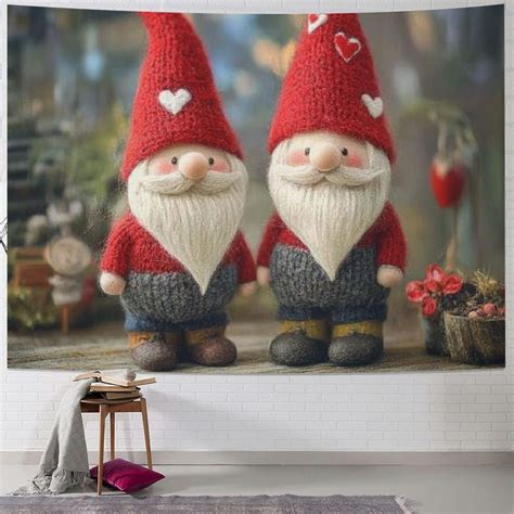 Creowell Gnomes Valentine S Day Tapestry Wall Hanging Home Decor Soft