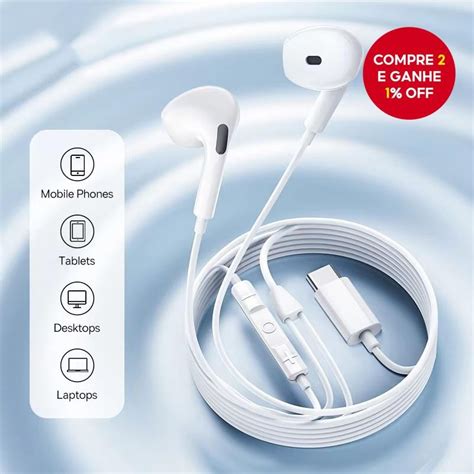 Fones Com Fio Tipo C - Fones De Ouvido Com Fio Tipo C De 3.5 Mm/Plugue Redondo DAC Compatíveis ...