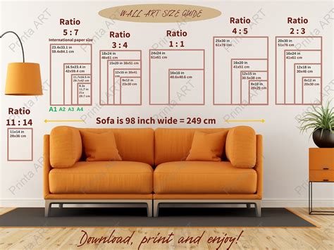 Frame Sizes Wall Art Size Guide Printable Frame Comparison - Etsy