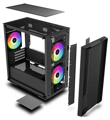 DeepCool CC360 ARGB Tempered Glass Black Micro ATX Gaming Case LN135063