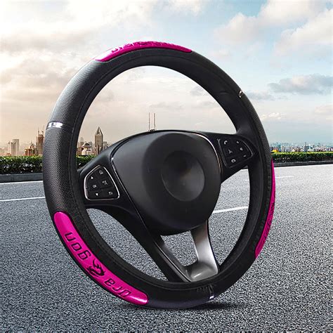 Leather Car Steering Wheel Cover Reflective Interior Accessories Black