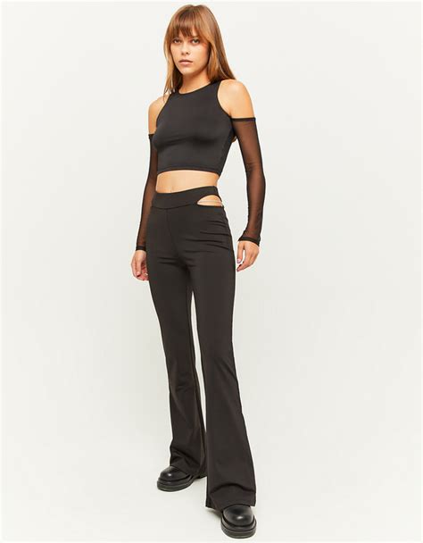 Schwarze Cut Out Flare Leggings Mit Kette TALLY WEiJL Deutschland