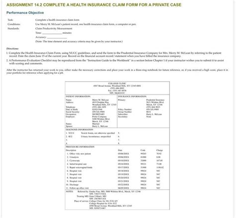 Assignment 14 2 Complete A Health Insurance Claim