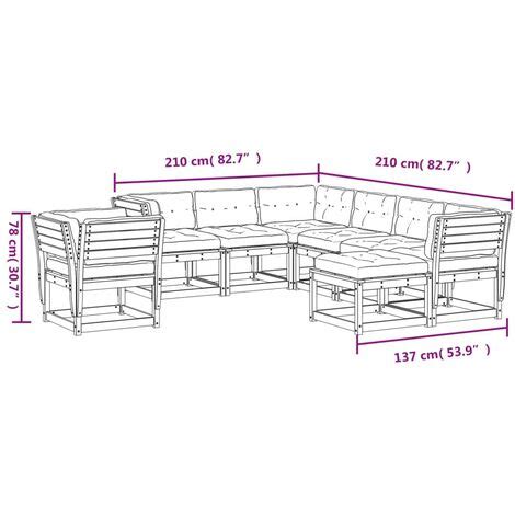 Salon De Jardin Pcs Avec Coussins Cire Marron Bois Pin Massif Vidaxl