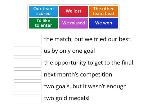 Prepare Unit Sports Collocations Match Up