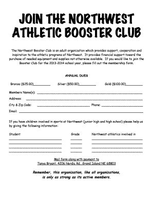 Printable Booster Club Appliactions Fill Online Printable Fillable