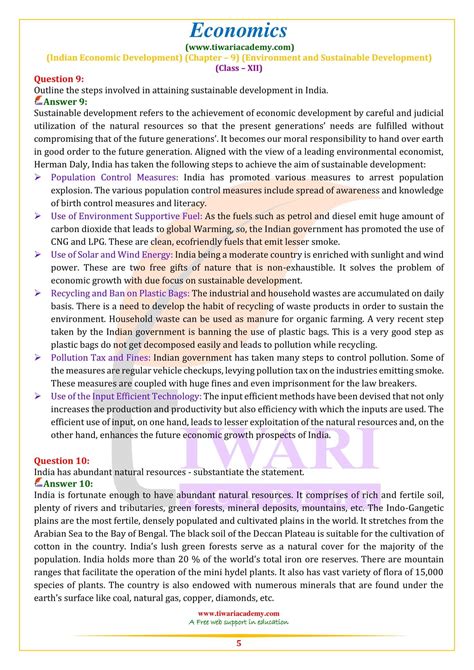 NCERT Solutions For Class 12 Indian Economic Development Chapter 9