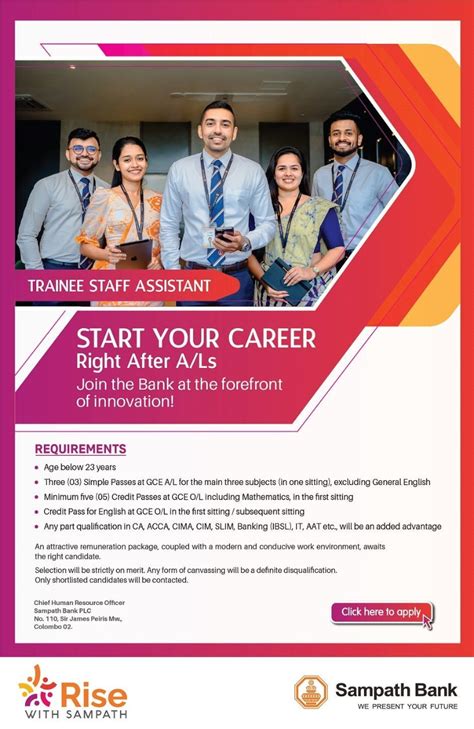 Trainee Staff Assistant Sampath Bank Job Vacancies 2024 Jobmarket Lk