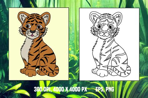 Funny Baby Tiger For Coloring Page Graphic By YuliDor Creative Fabrica