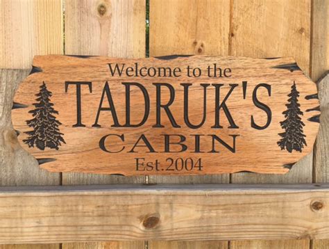 Outdoor Sign Rot Resistant Wooden Carved Cabin Sign Pine Etsy