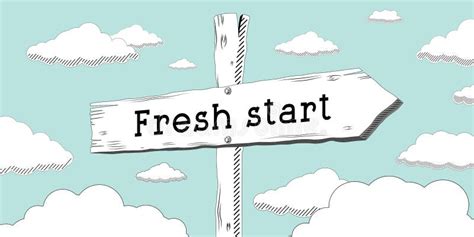 Fresh Start Outline Signpost With One Arrow Stock Illustration