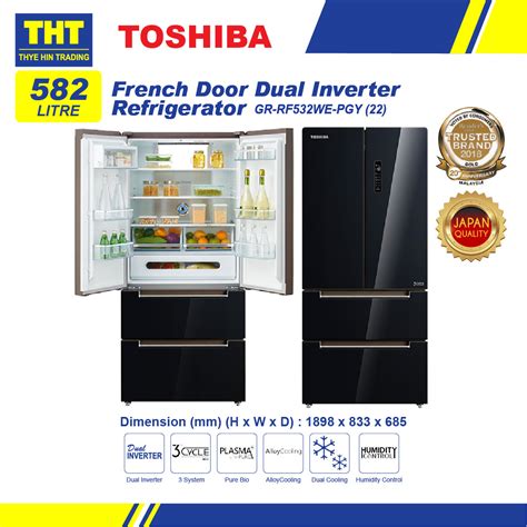 582L Toshiba French Door Dual Inverter Refrigerator GR RF532WE PGY 22