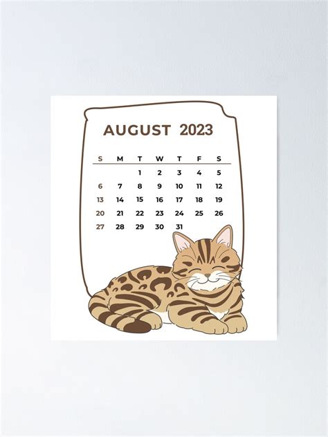 Cute Cats Calendar August Calendar For Cat Lovers Monthly