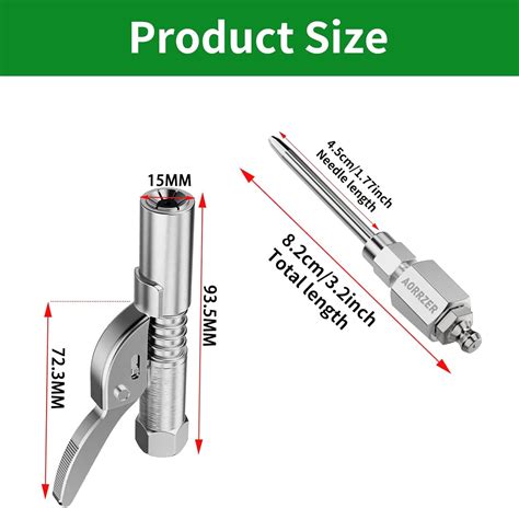 AORRZER Juego De Acopladores De Punta De Aguja Para Pistola De Grasa Y