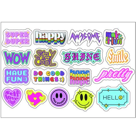 Ps0071 Hope Happy Smile Sticker Sheet Decal Pretty Wall Self Etsy