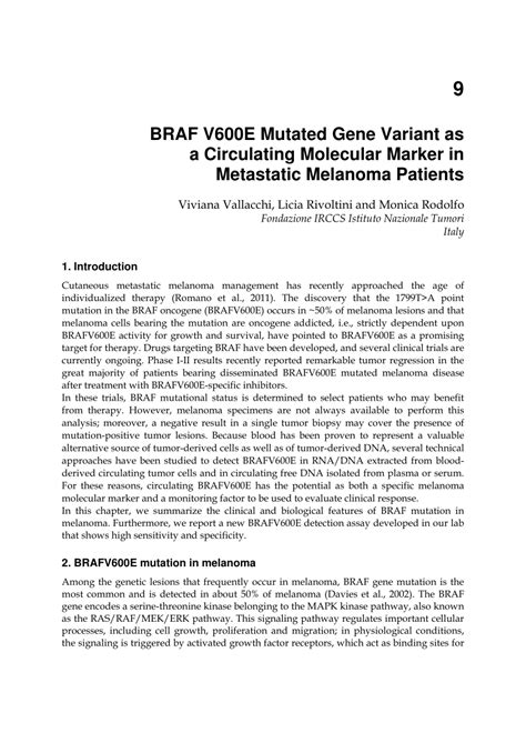 (PDF) BRAF V600E Mutated Gene Variant as a Circulating Molecular Marker in Metastatic Melanoma ...