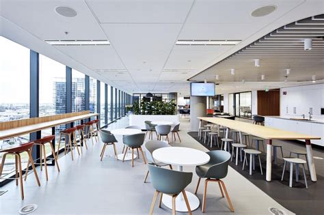 Modern Office Cafeteria With City View