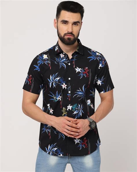 Buy Men's Black Graphic Printed Slim Fit Shirt Online at Bewakoof