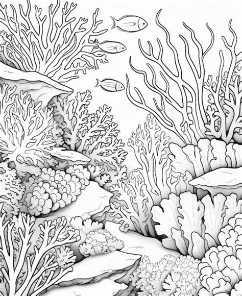 Premium Photo Coloring Pages Of Coral Reefs And Fish Generative Ai