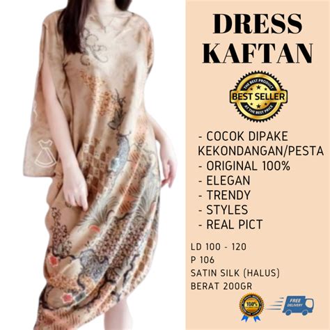 Sania Dress Long Kasual Wanita Dress Kaftan Batik Thania Warna Choco