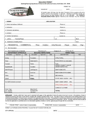 Fillable Online Northbendcity Building Permit Residential Commercial