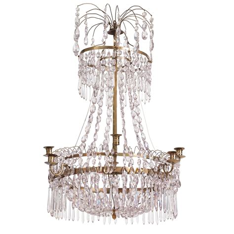 A Late Gustavian Gilt Brass And Cut Glass Eight Light Chandelier Circa