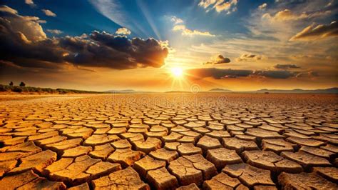 A Dry Cracked Earth Landscape Under A Scorching Sun Illustrating The Severe Impact Of Global