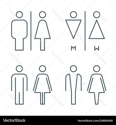 Thin Line Toilet Door Signs Royalty Free Vector Image