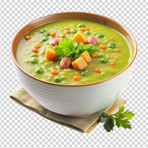 Bowl Of Split Pea Soup Isolated White Background Premium Ai Generated Psd