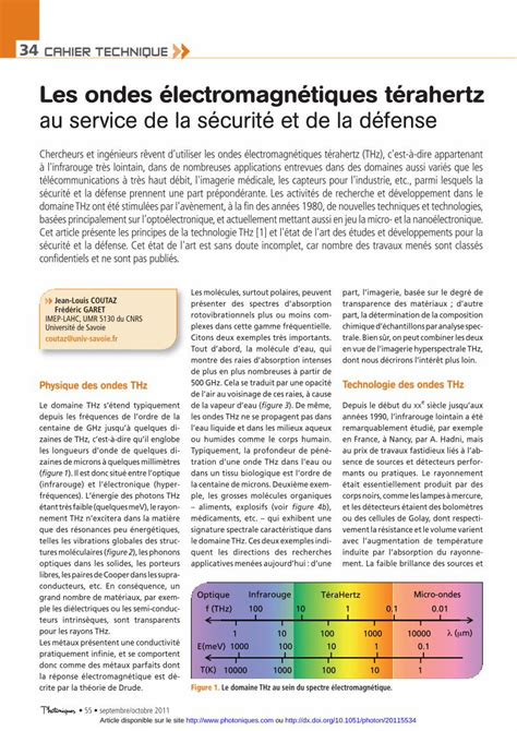 Pdf Les Ondes Lectromagn Tiques T Rahertz Au Service Les Ondes