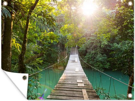 Tuinposter Tuindoek Tuinposters Buiten Jungle Water Brug