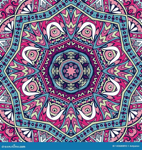 Tribal Indian Ethnic Seamless Design Festive Colorful Mandala Pattern