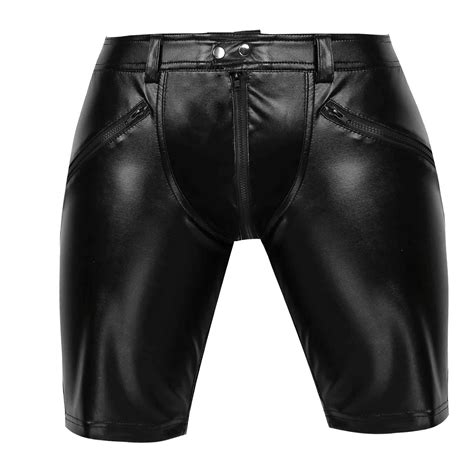 Buy Yizyif Men S Faux Leather Cargo Shorts Short Leg Bermuda Shorts