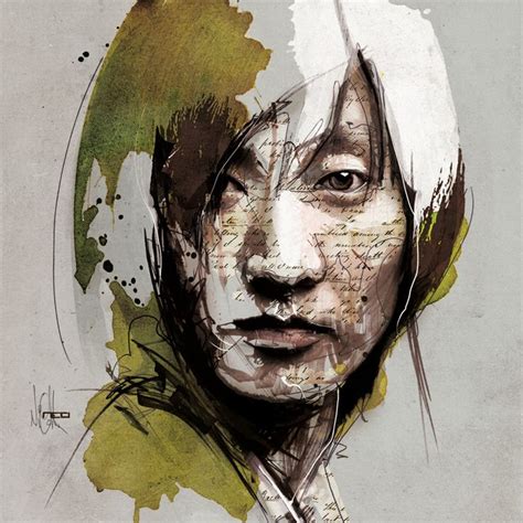 Mixed Media Portraits By Florian Nicolle Portrait Drawing Watercolor Portraits Illustration Art