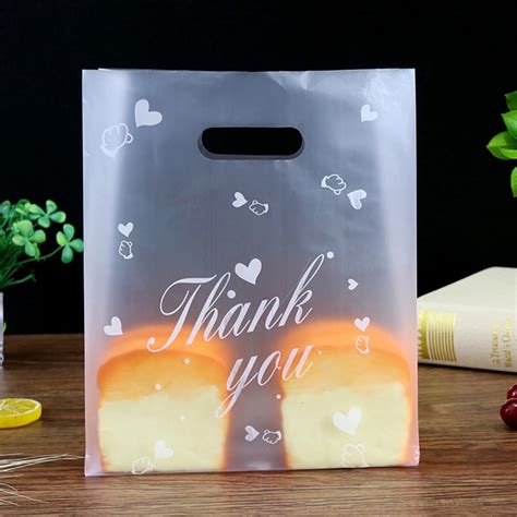 50PCS Thank You Plastic Gift Bags Plastic Shopping Bags With Handle